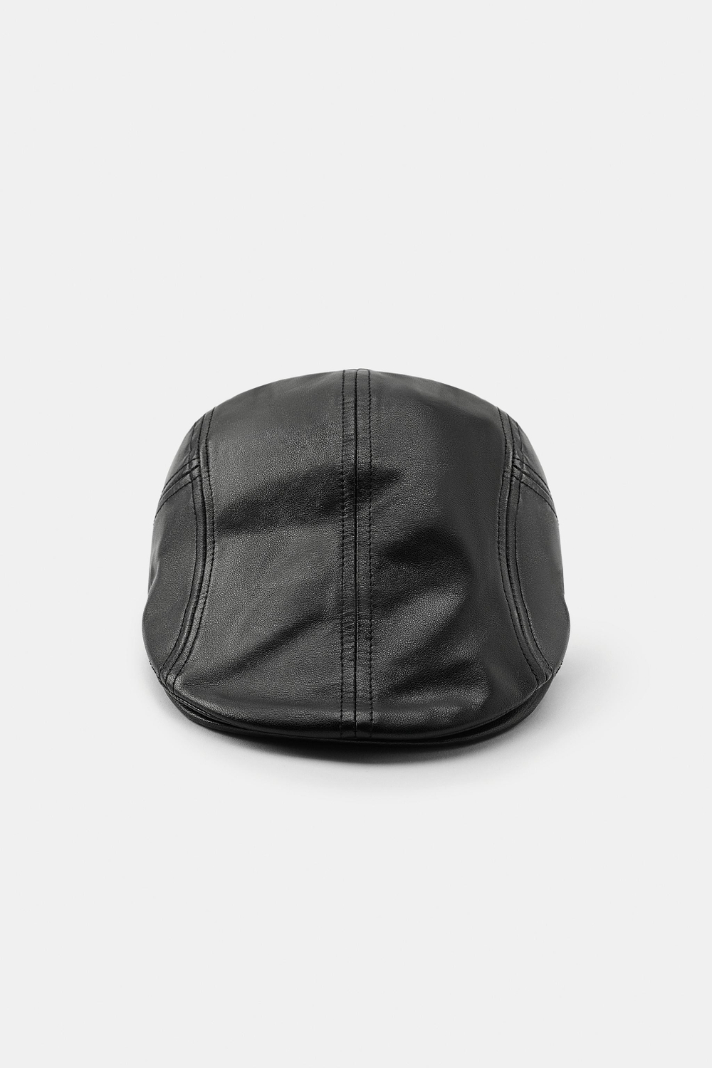 ZARA КОЖАНЫЙ КОЗЫРЕК, ЧЕРНЫЙ