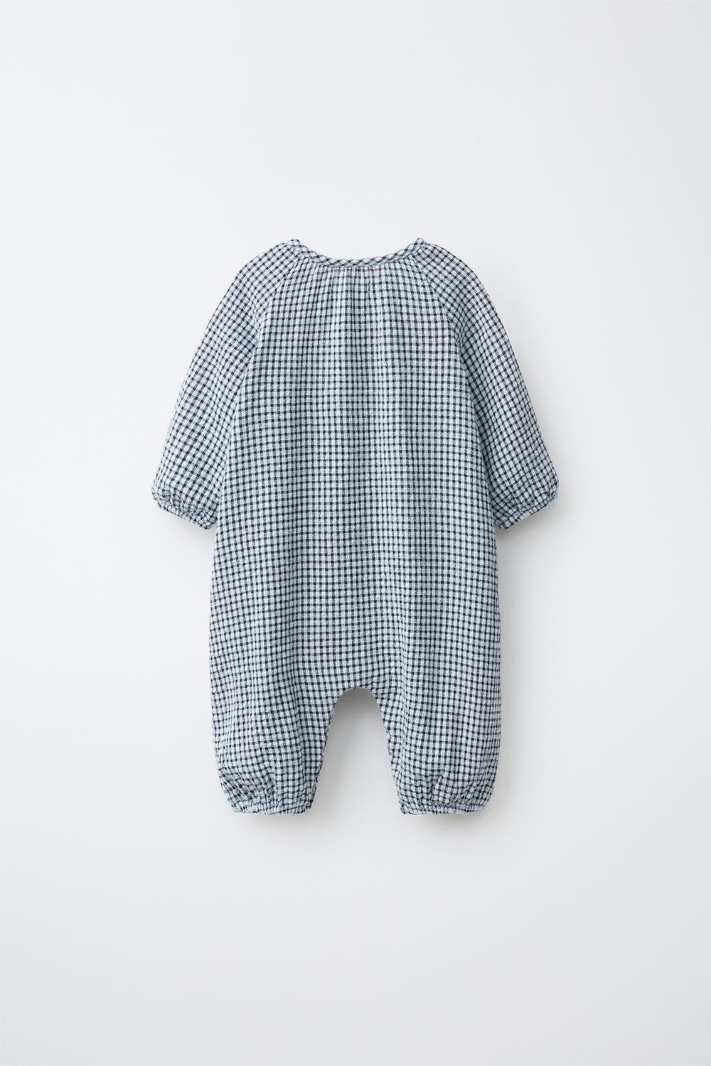 ZARA ДЛИННЫЙ КОМБИНЕЗОН В КЛЕТКУ, СИНИЙ