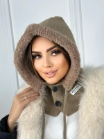 капор зимний и осенний капюшон- снуд вязаный ангора