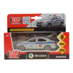 Модель ин. мет. "Skoda Rapid. Полиция" 12см, открыв. дв. и багажн, коробка SB-18-22-SR-P-WB (Технопарк)