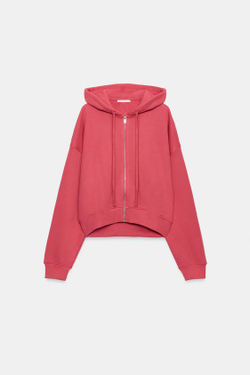 ZARA ХУДИ С МОЛНИЕЙ, ТЕМНО-РОЗОВЫЙ