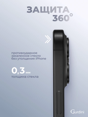 Стекло защитное Gurdini Basic Glass для iPhone 17 Pro/18 Pro 6.3" FG-25 черное
