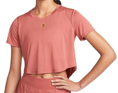 Женская футболка теннисная Nike Dri-Fit Heritage Short Sleeve Tennis Top - canyon rust
