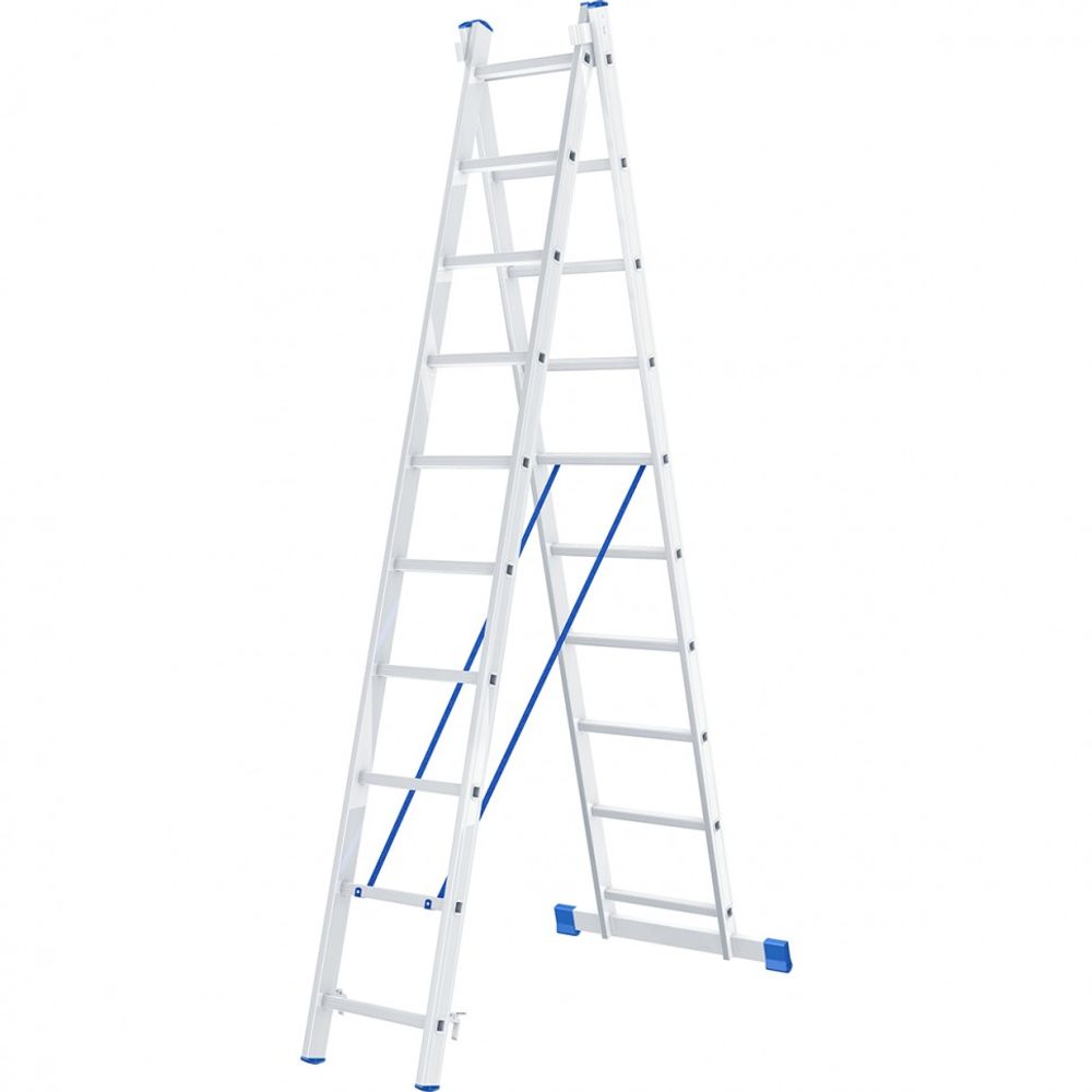 Лестница-стремянка, 2 х 10 ступеней, алюминиевая, двухсекционная, Россия, Сибртех, 97910