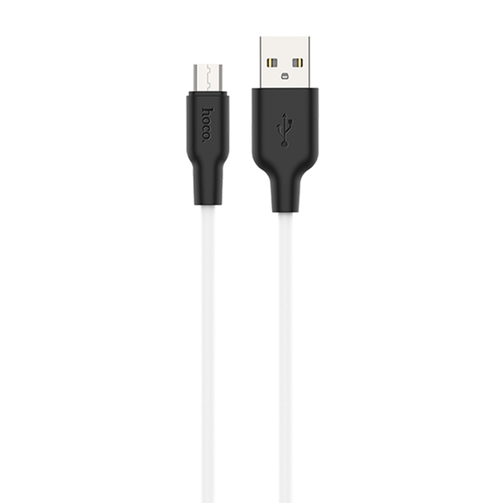 Usb Кабель-зарядка Micro Hoco X21 Plus 2.4A 2м мягкий силиконовый белый