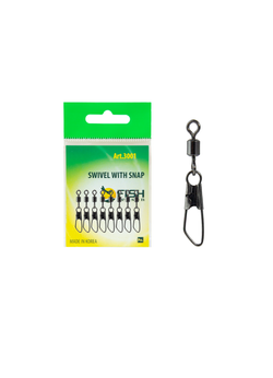Вертлюжок рыболовный Fish Crystal SWIVEL WITH SNAP с застежкой Safety 3001 №2 (5 упаковок)