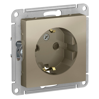 Systeme Electric AtlasDesign Шампань Розетка с/з со шторками, 16А, механизм