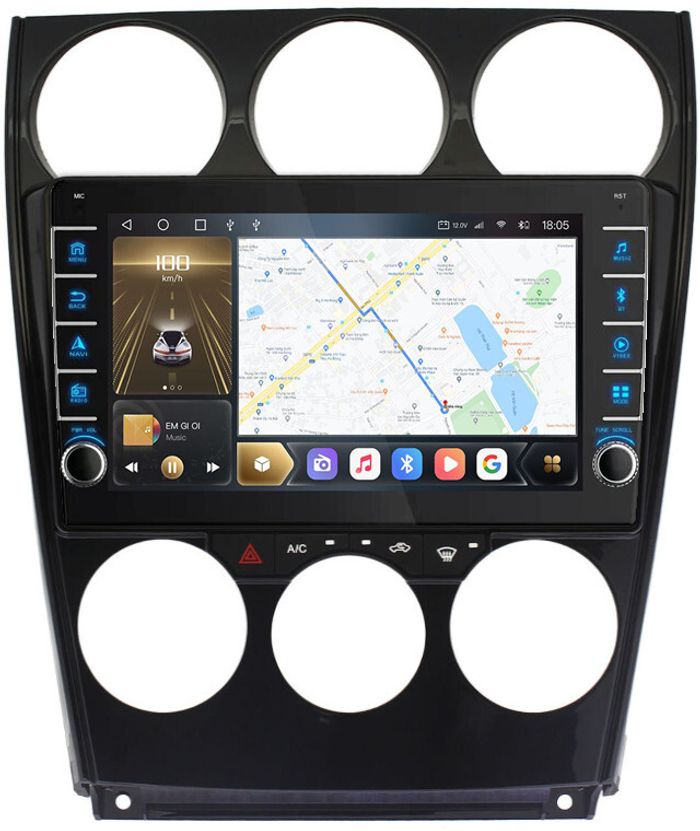Магнитола для Mazda 6 2002-2007 - Kuberg SF-9506-C (кнопки и крутилки), Android 12, Быстрая, CarPlay, 4G SIM-слот
