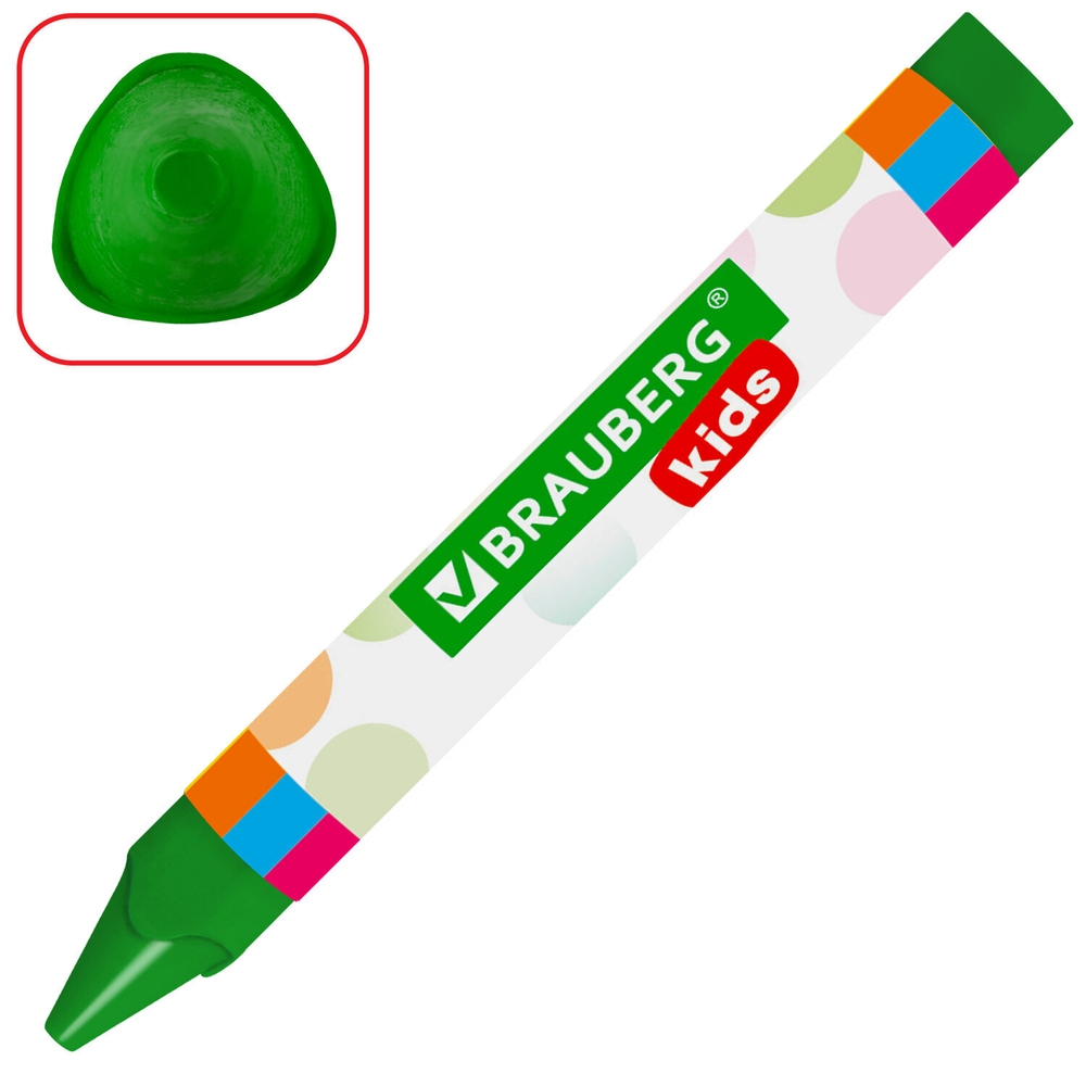 Восковые мелки трехгранные утолщенные BRAUBERG KIDS, НАБОР 12 цветов, 271695