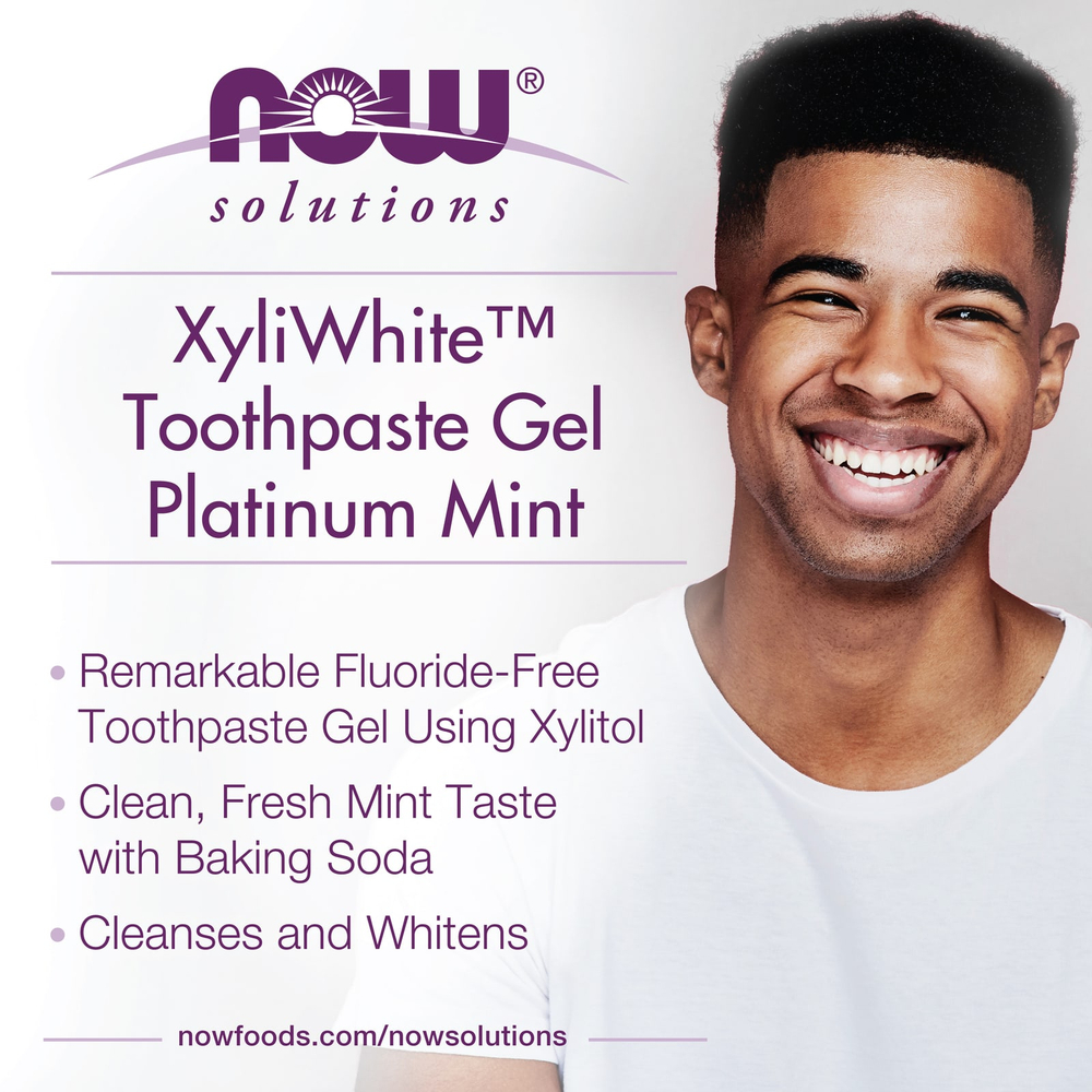 NOW Foods, Solutions, XyliWhite™, зубная паста-гель с пищевой содой, платиновая мята, 181 г (6,4 унции)