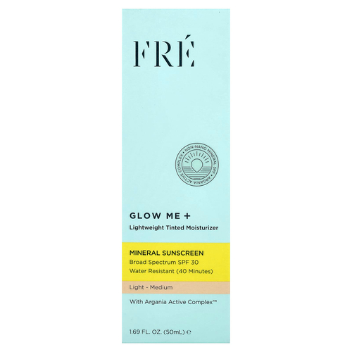 Fre, Glow Me+, увлажняющий крем с легким оттенком, SPF 30, светлый-средний, 50 мл (1,69 жидк. унции)
