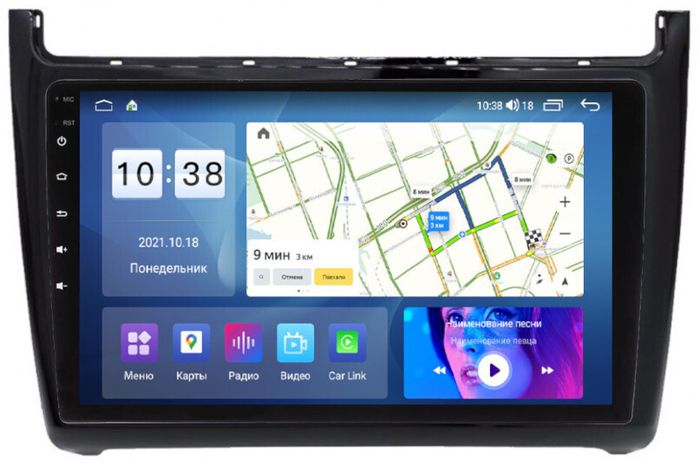 Магнитола для Volkswagen Polo 2009-2020 - Parafar PF968LUX1XHD на Android 13, CarPlay, 4G SIM-слот