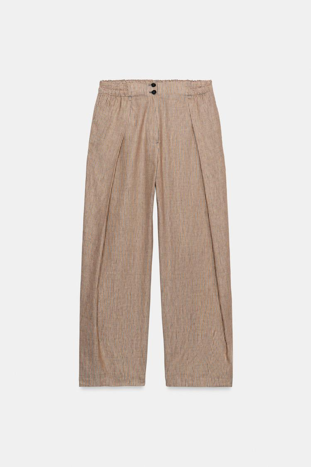 ZARA ЛЬНЯНЫЕ БРЮКИ С ЗАЩИПАМИ — ZW COLLECTION, ОРАНЖЕВЫЙ