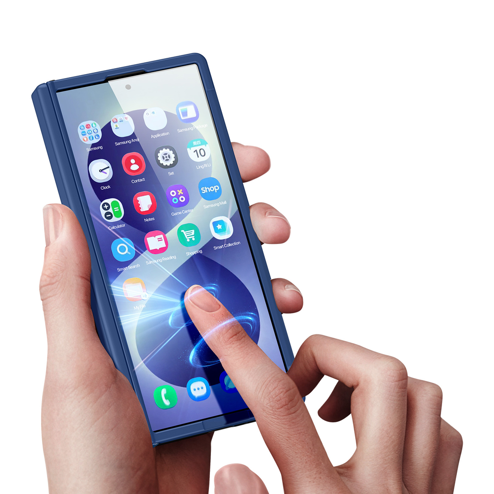 Противоударный чехол синего цвета с MagSafe и поворотной подставкой для Samsung Galaxy Z Fold 8 Ultra, серия Kind Series Case от Dux Ducis
