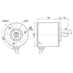 Инкрементальный энкодер INNOCONT ESI-S40-8-200-3-T-24 D=40мм, выступающий вал 8мм, 200 имп/об, 24VDC, выход HTL, IP54, -20…+80°C, радиальный кабель 2м