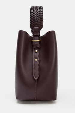 ZARA СУМКА С ПЛЕТЁНОЙ РУЧКОЙ, БОРДОВО-КРАСНЫЙ