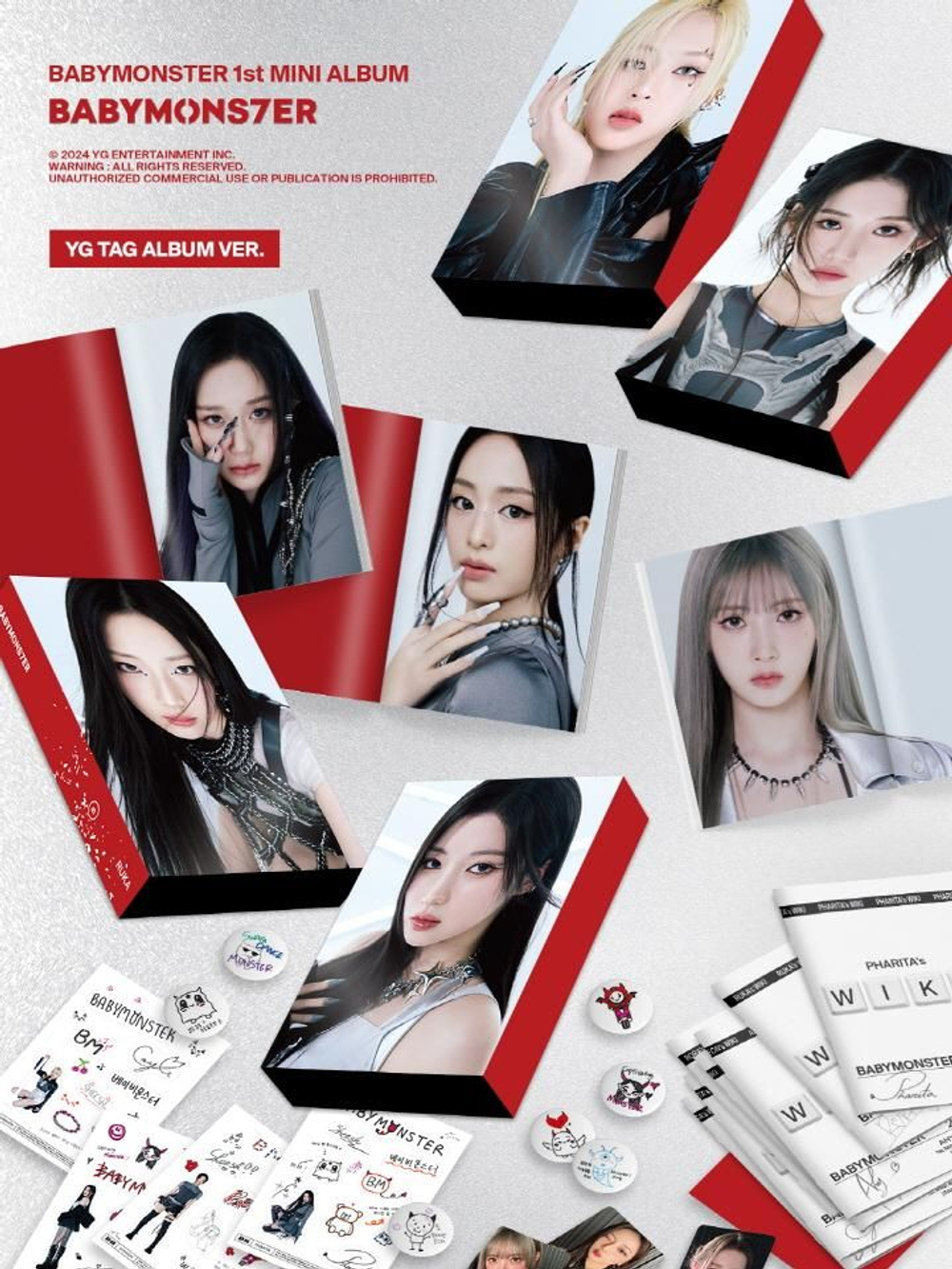 Альбом BABYMONSTER - BABYMONS7ER 1st Mini Album YG TAG ALBUM 7 Version SET