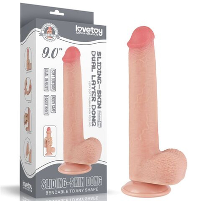 Телесный фаллоимитатор 9 Sliding Skin Dual Layer Dong - 22 см. (Цвет: телесный)