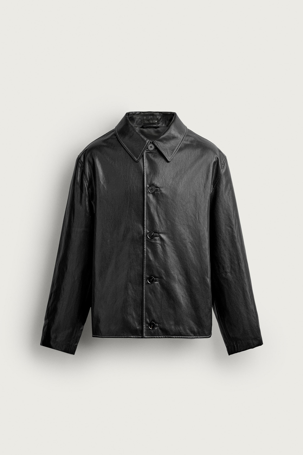 КУРТКА-РУБАШКА ИЗ ИСКУССТВЕННОЙ КОЖИ С ОТСТРОЧКОЙ — ZARA
