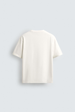 ZARA ФУТБОЛКА С КОРОТКИМ РУКАВОМ, ЖЕЛТОВАТО-БЕЛЫЙ