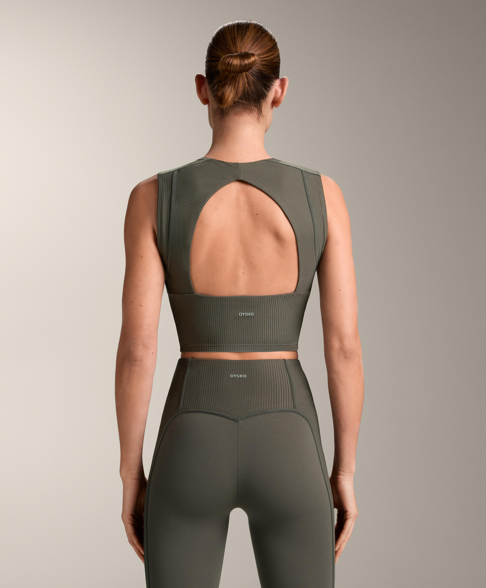 Oysho Топ Comfortlux Rib без рукавов, зеленый