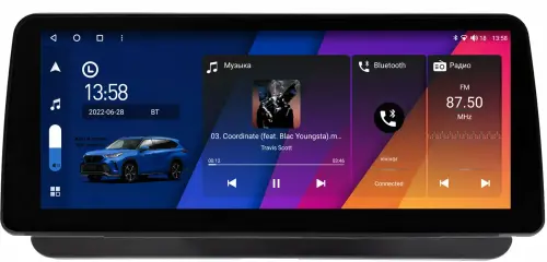 Магнитола для Toyota Corolla E210 2019-2024+, Corolla Cross - Canbox H-Line 2030 монитор 12.3" QLED в стиле BMW на Android 10, Быстрая, ТОП-процессор, CarPlay, 4G SIM-слот