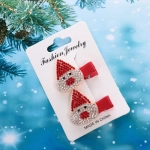 Зажимы для волос 2шт детские «Winter dreams- Весёлый Дед Мороз» 3 см