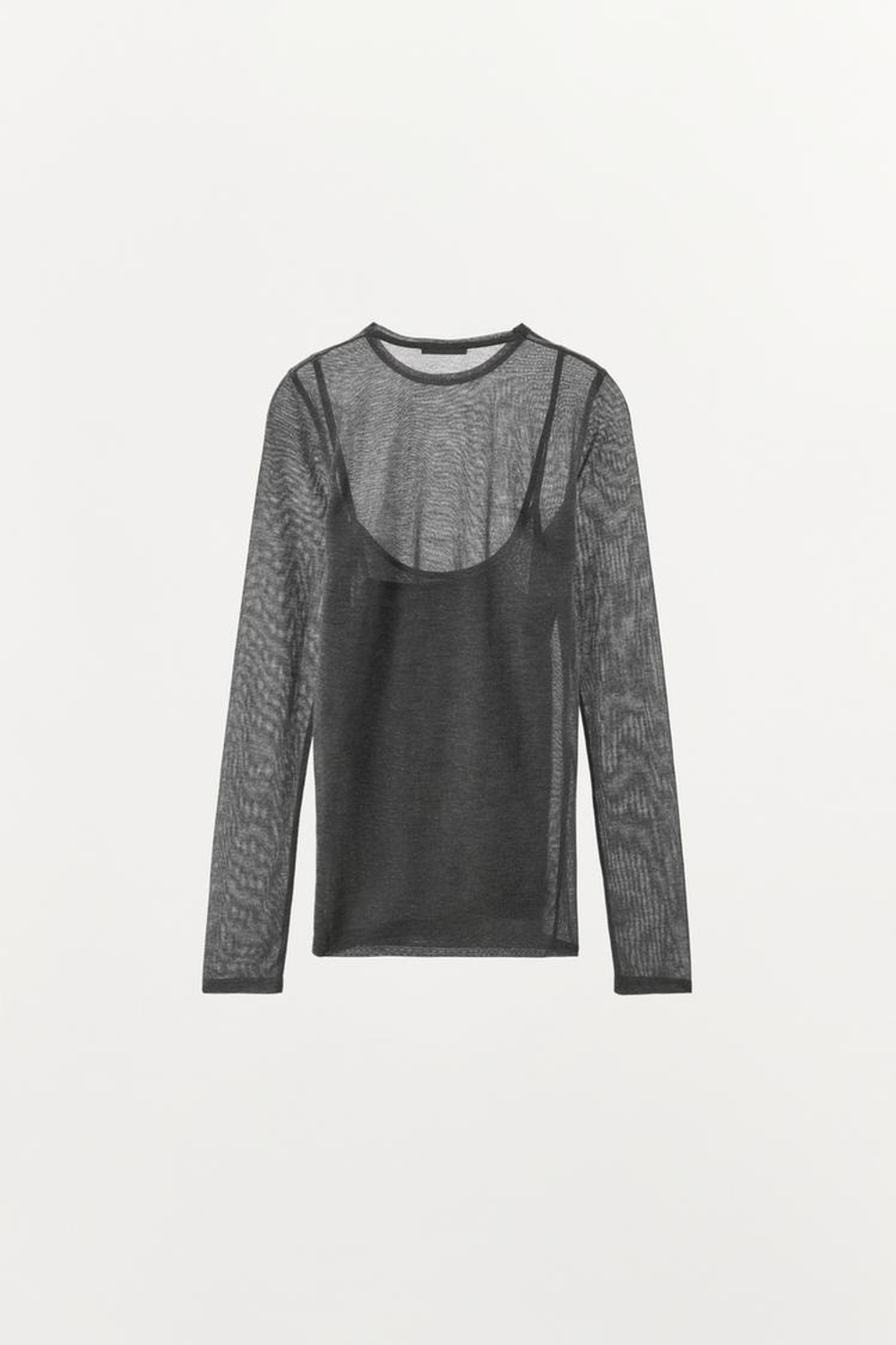 ZARA ДВОЙНАЯ ФУТБОЛКА, СЕРЫЙ МЕЛАНЖ