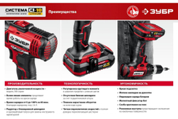Дрель-шуруповерт ЗУБР 18 В, 2 АКБ, 2 Ач, в кейсе ДШЛ-185-22