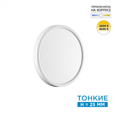 7659/18L MITRA LED SN 551 Светильник пластик/белый LED 18Вт 3000/4000K D230 IP40 ALFA WHITE