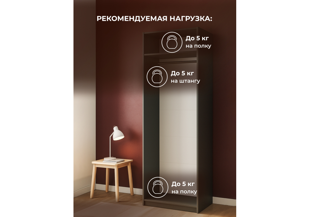 Шкаф Woodville Даиго двухстворчатый графит серый