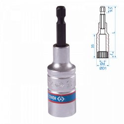 KING TONY (76B815M) Головка для шуруповерта двенадцатигранная 1/4", 15 мм, L = 80 мм