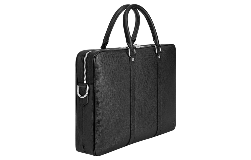 LOUIS VUITTON Taiga Leather Shoulder Bag, Crossbody Bag, Briefcase, Handbag Small Men"s Black