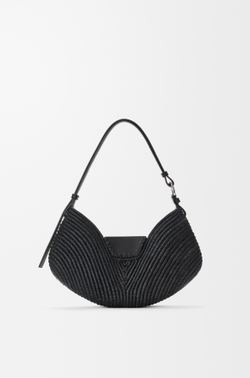 Loewe Сумка среднего размера Swing из рафии и телячьей кожи, черный