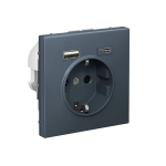 ARTGALLERY РОЗЕТКА 16А с 2 USB A+C, 5В/2,4А/3,0А, 2х5В/1,5А, механизм, ГРИФЕЛЬ