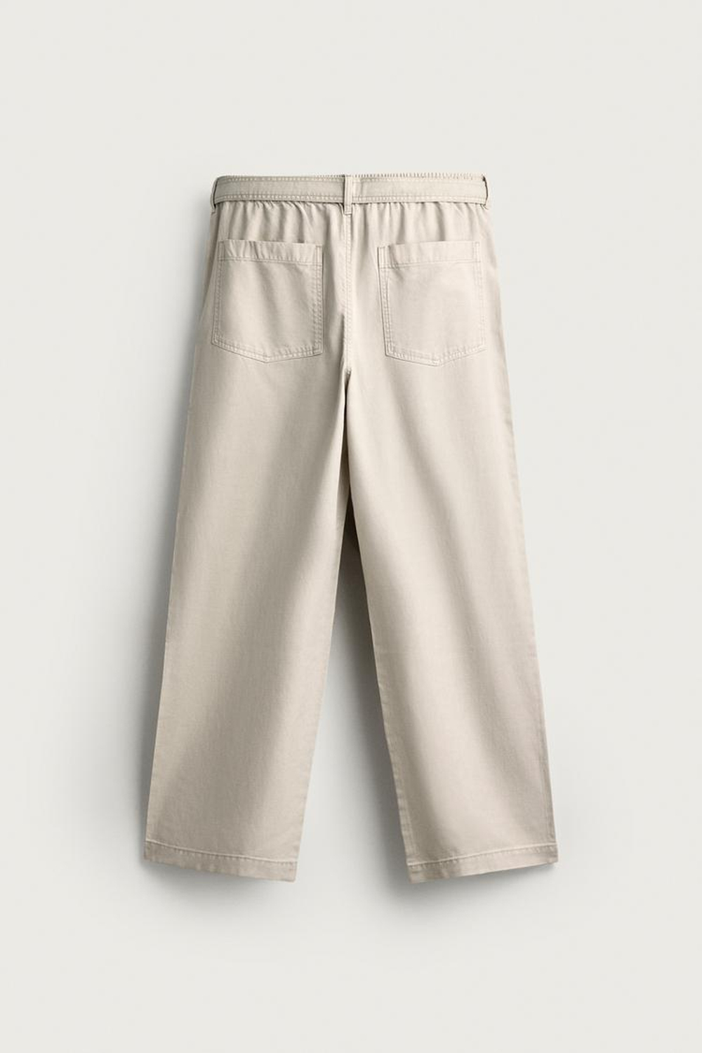 ZARA БРЮКИ RELAXED FIT СО СКЛАДКАМИ И РЕМНЕМ, СВЕТЛО-СЕРЫЙ