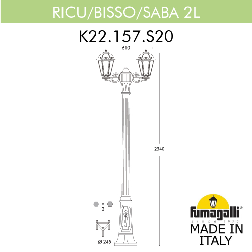 Ландшафтный светильник Fumagalli SABA K22.157.S20.WYF1R