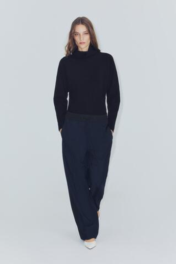 ZARA БРЮКИ С ПОЛОСАМИ ПО БОКАМ — ZW COLLECTION, МОРСКОЙ СИНИЙ