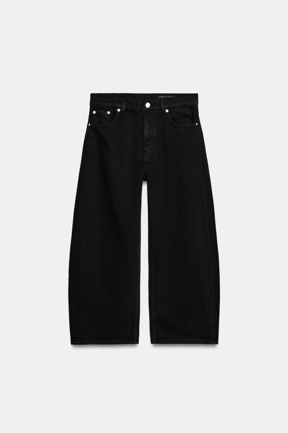 ZARA ДЖИНСЫ КАПРИ BALLOON СО СРЕДНЕЙ ПОСАДКОЙ — ZW COLLECTION, ЧЕРНЫЙ