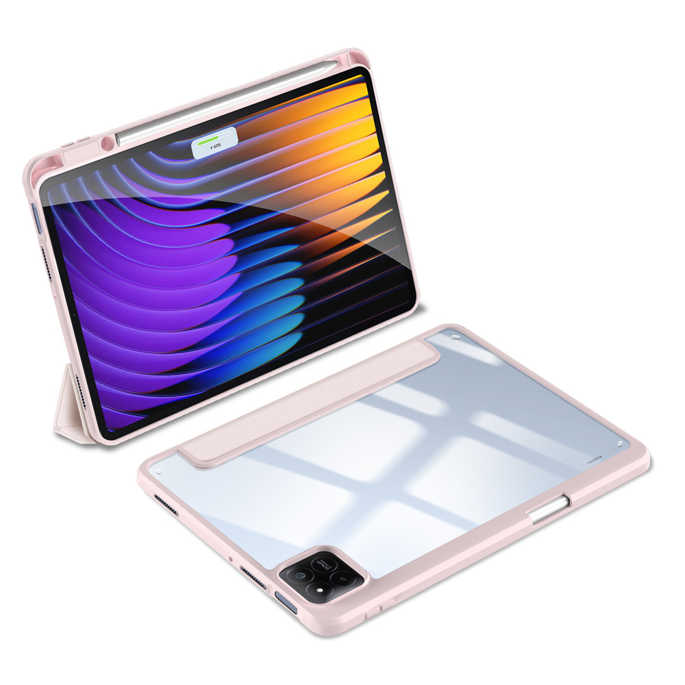 Чехол книжка розового цвета от Dux Ducis для Xiaomi Pad 7 и 7 Pro, серия Toby Series Case, с функцией пробуждения и сна