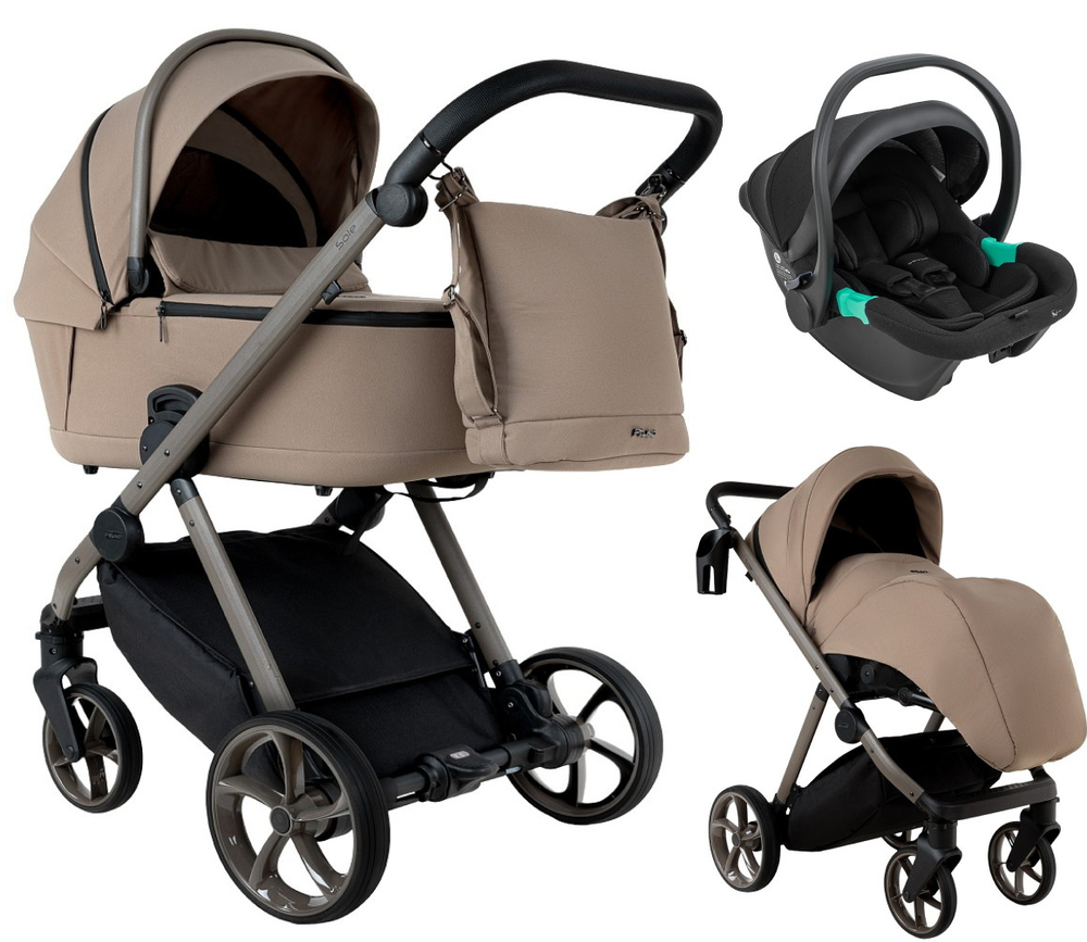 Детская коляска Pituso Sole 3 в 1 с автокреслом Santiso Pro Black PMPT/020 Truffle