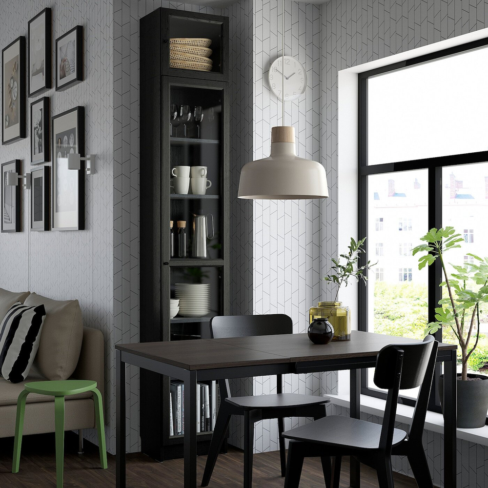 IKEA OXBERG (ИКЕА ОКСБЕРГ) — Стеклянная дверь, черная имитация дуб, 40x35 см, фото 3