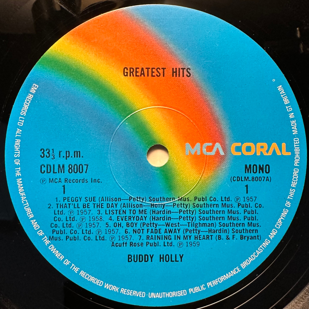 Buddy Holly - Greatest Hits (Англия 1974г.)