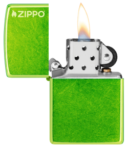 Зажигалка ZIPPO Logo с покрытием Lurid, латунь/сталь, зеленая, глянцевая, 38x13x57 мм, шт