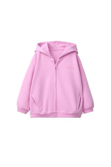 ZARA ТОЛСТОВКА НА МОЛНИИ С РЕЛЬЕФНЫМ ТЕКСТОМ И ЭФФЕКТОМ INTERLOCK, РОЗОВЫЙ