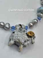 Бусы ручной работы из натуральных камней и керамики "Бяшка"