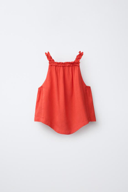ZARA ТОП ИЗ ЛЬНА С ГОРЛОВИНОЙ ХАЛТЕР, КРАСНЫЙ