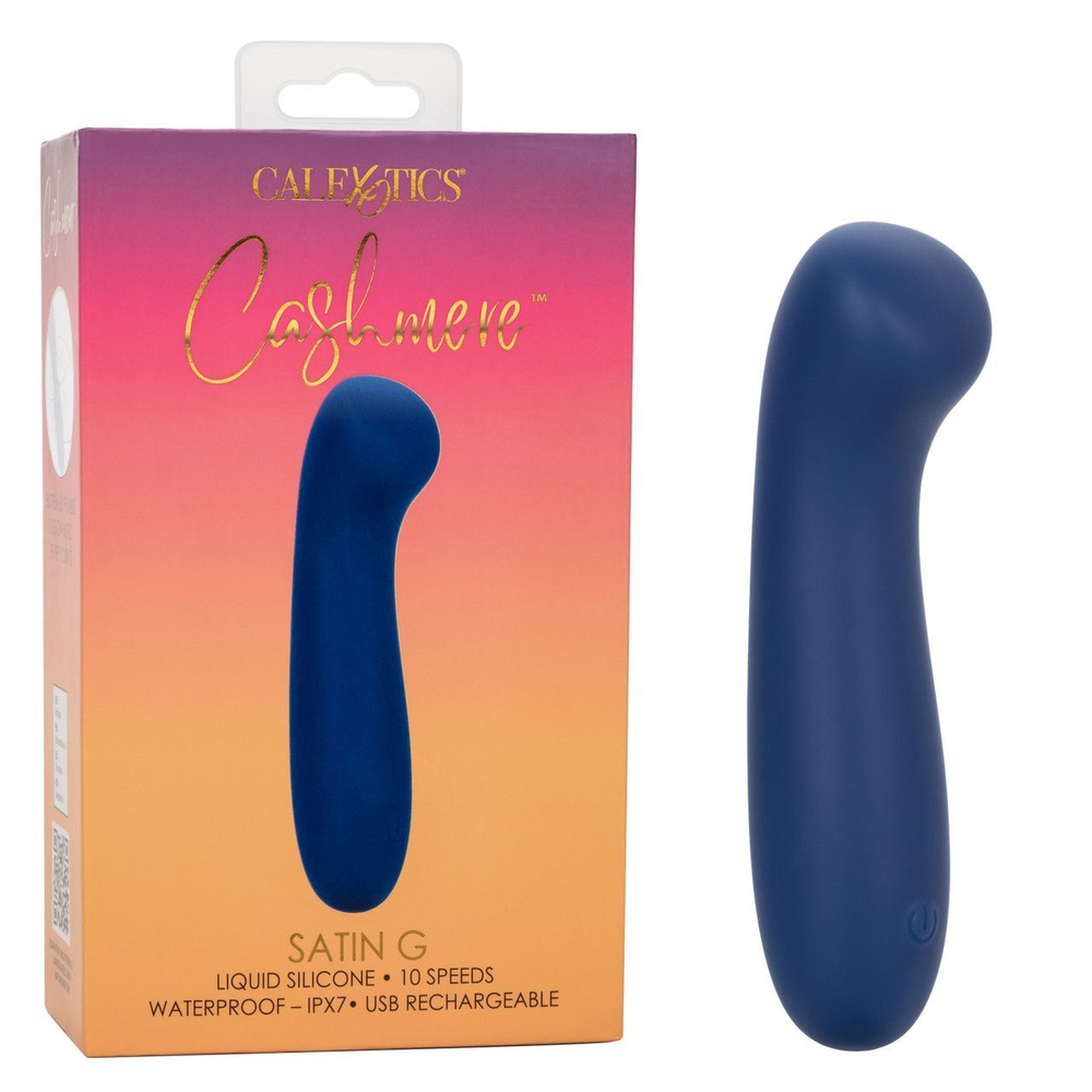 Синий вибромассажер Cashmere Satin G - 15,25 см. (Цвет: синий)