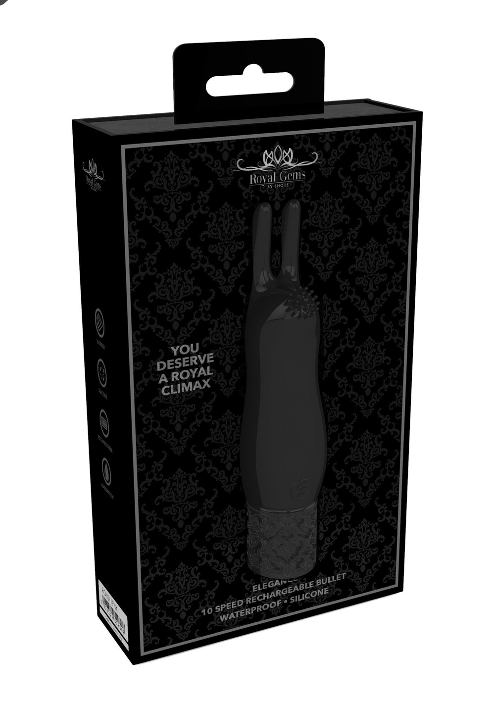 Черная перезаряжаемая вибпоруля Elegance - 11,8 см. (Цвет: черный)