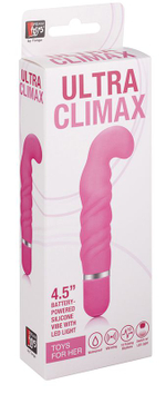 Розовый вибромассажёр с загнутым кончиком NEON ULTRA CLIMAX PINK - 11,4 см. (Цвет: розовый)
